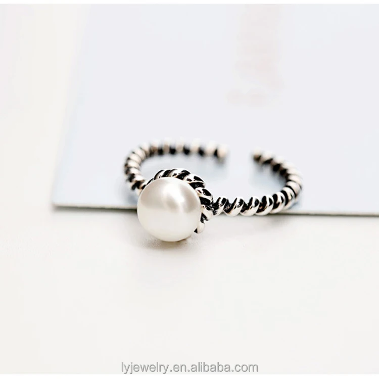 

Thailand Oxidation Ring Wholesale Cheap Thai silver twist pearl opening ring lyr0271, N/a