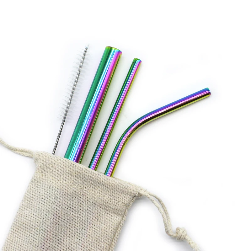 

304 Stainless steel color straw set drinking bottle straw logo OEM, Options