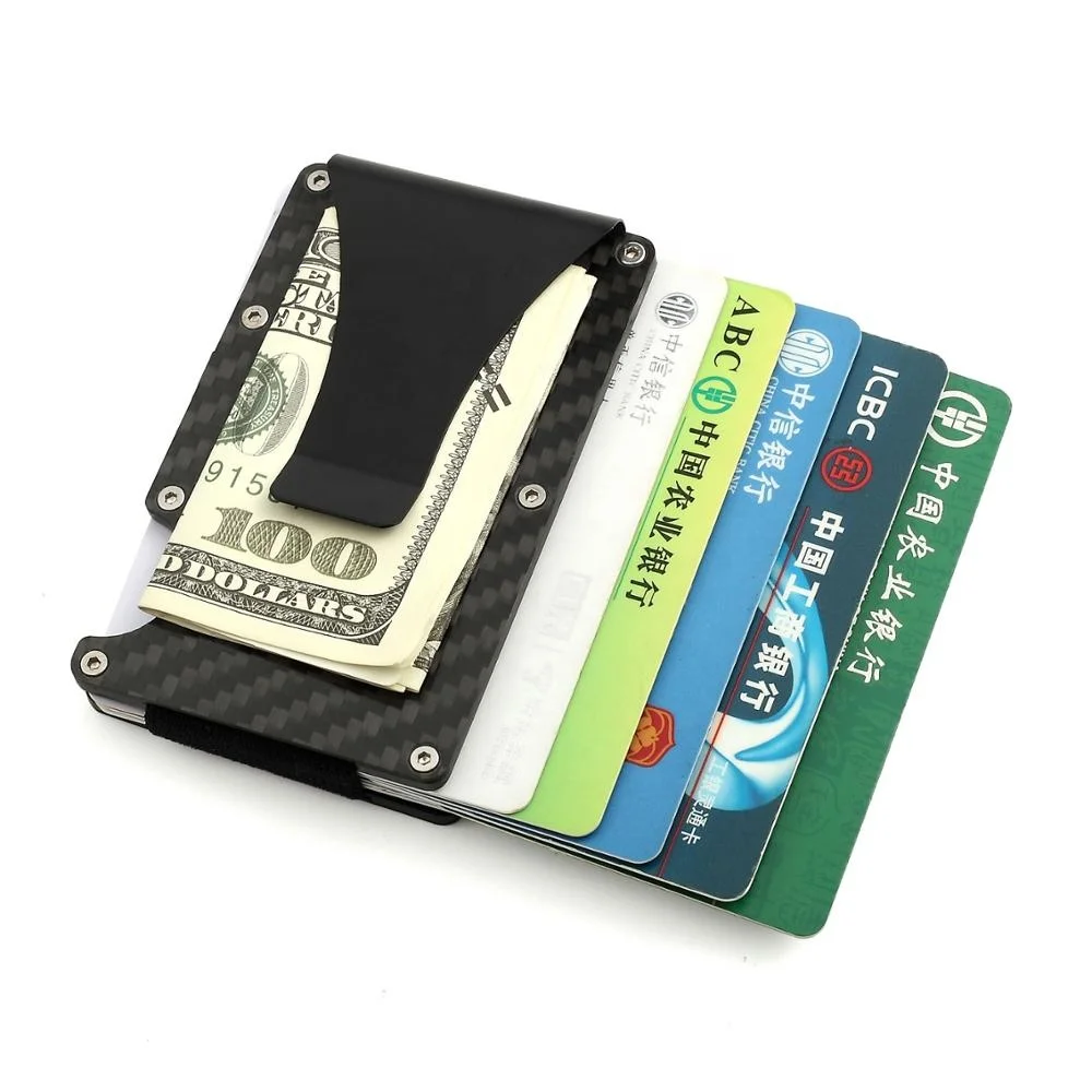 

Newest design Carbon Fiber RFID blocking Minimalist Slim Aluminum Wallets for Men, Black, silver, red