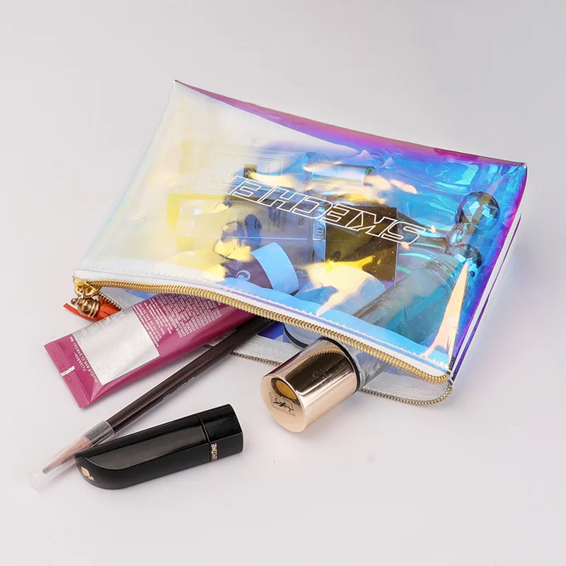 

Laser Pvc Cosmetic Bag Transparent Hologram Toiletry Bag Pouch ,Iridescent Zipper Makeup Bag For Girls, Pantone color is welcome