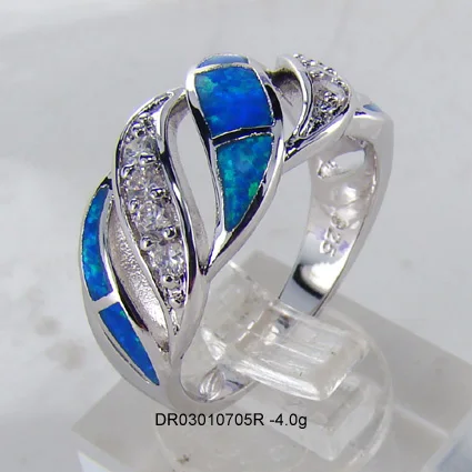 

925 Sterling Silver Rhodium Women Men Blue Opal Ring Size 5-10, Blue opal jewelry