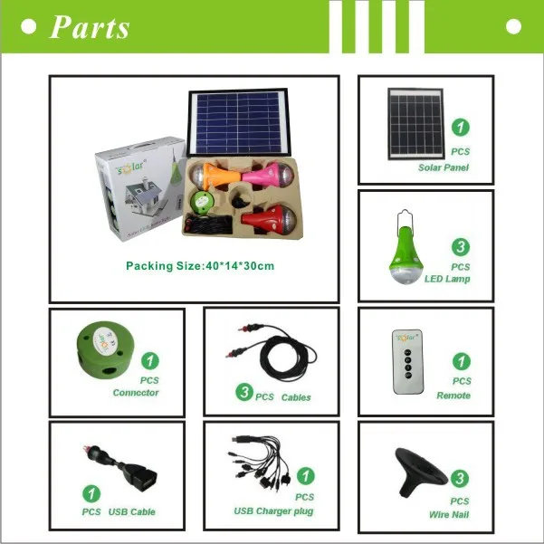 Portable led light solar power lighting kit charged by solar panel 12W
