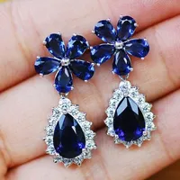 

Fashion Flower Earrings Drop Pear Pendant Rhinestone Dangle Earrings for Women Pendientes Jewelry Gift hot