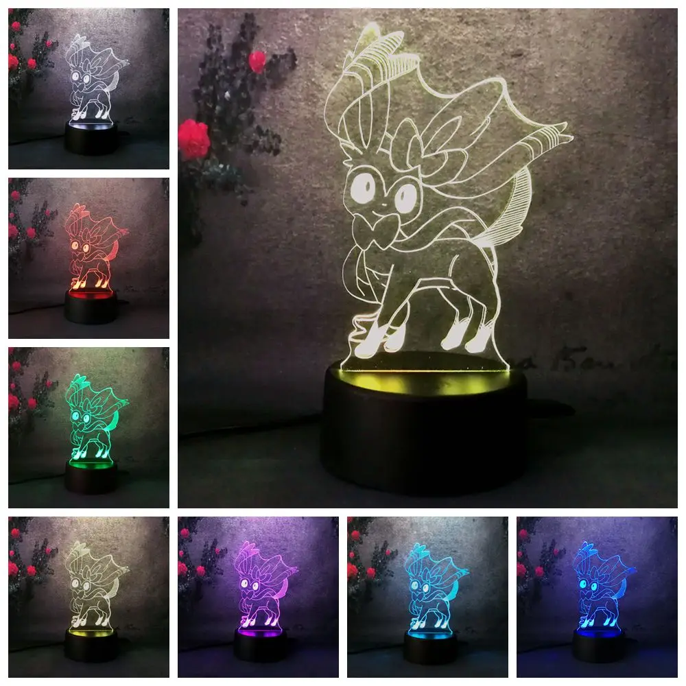 Night Light Lamp Pokemon Eevee Eievui LED Touch Switch Light Home Deco Gift Toy 