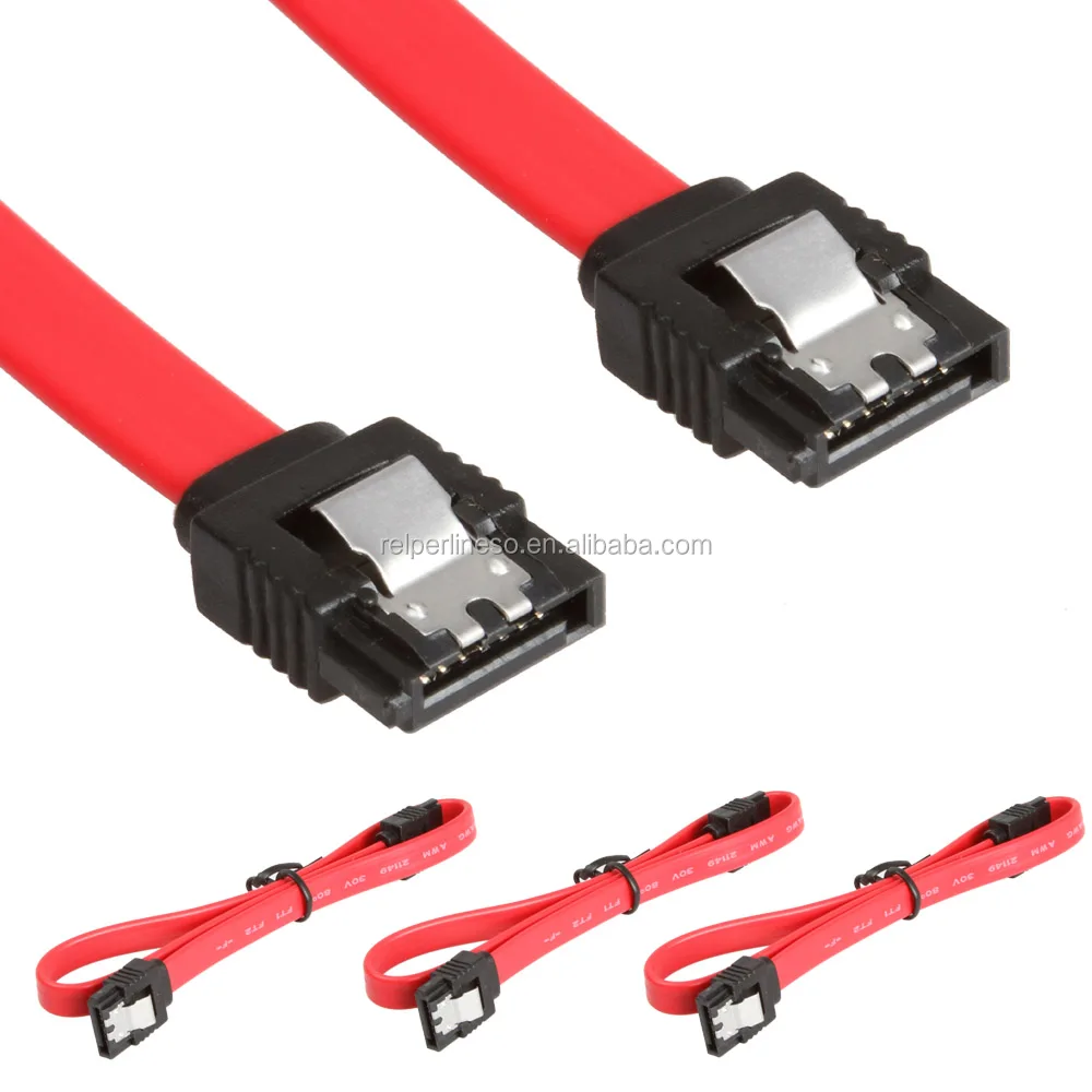 

26AWG SATA III 6.0 Gbps 7pin Female to Female Data Cable with Locking Latch for ssd hdd 27cm, Red