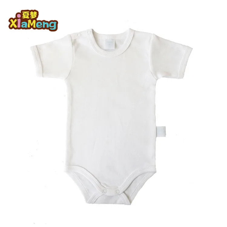 

white baby unisex solid cotton short sleeve infant bodysuit onesie with round neck