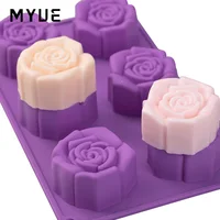 

6 Cavity Rose Silicone DIY Handmade Soap Candle Cake Candy Jelly pudding Mold Mould Tool