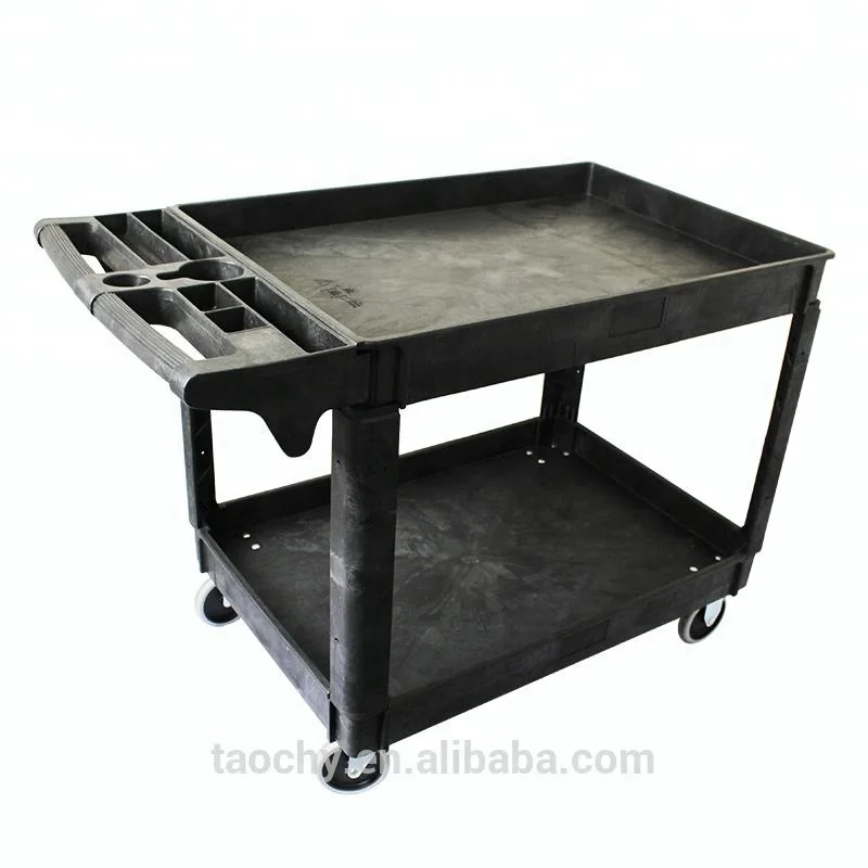 
3 tray plastic service cart Heavy Duty utility cart 