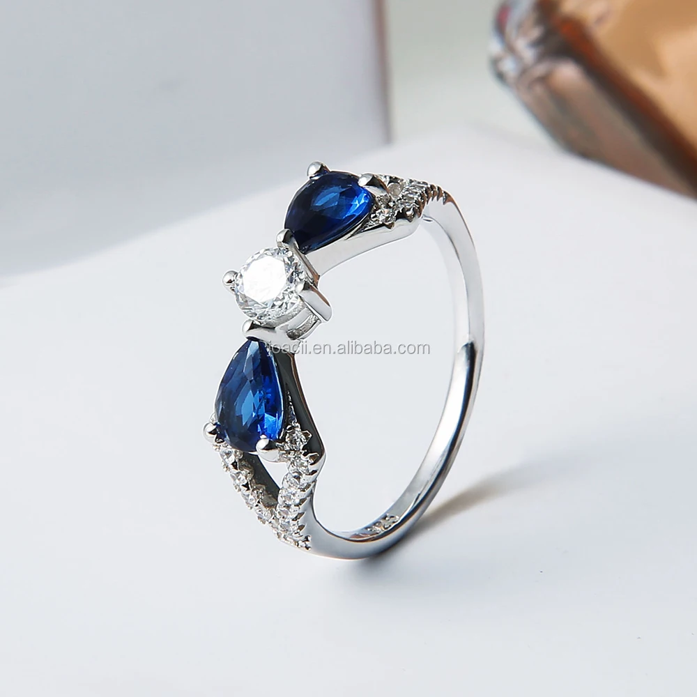 Sterling Silver 925 Accessories Women Jewelry Sapphire Ring With Vergulde Sieraden