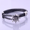 fashion Stainless Steel Magnetic Clasp Braided Leather Bracelet for Men Cuff Bracelet