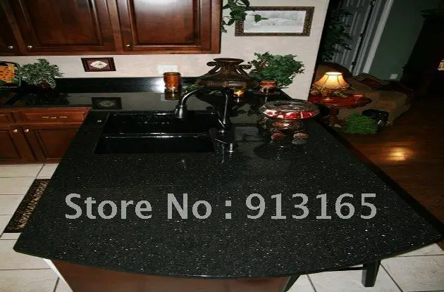 Black Galaxy Granite Countertop+Half Bullnose+fine
