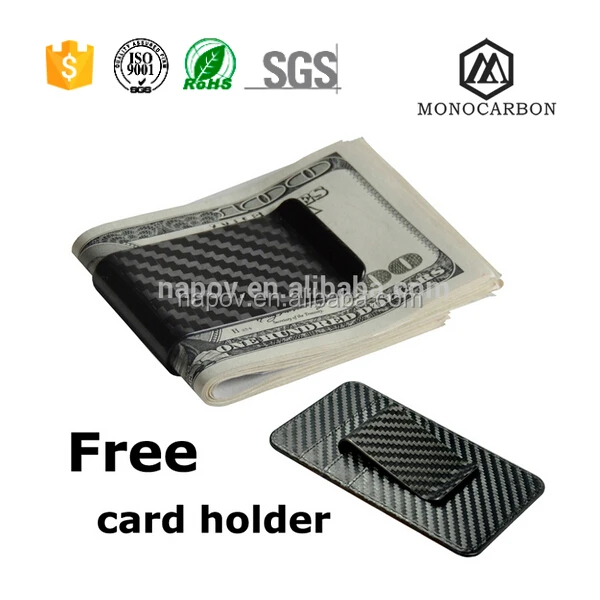 

Small Quantity Sell 100% Glossy or Matt 3K Carbon Fiber Money Clip Holder, Black carbon fiber