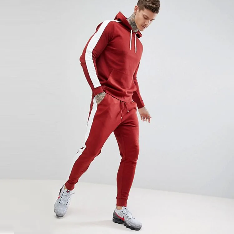 red jogging suit