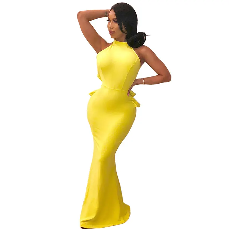 

Open Back Sleeveless Ruffled Party Mermaid Dress