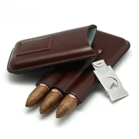 

custom wholesale portable travel leather cigar case holder cigar leather case