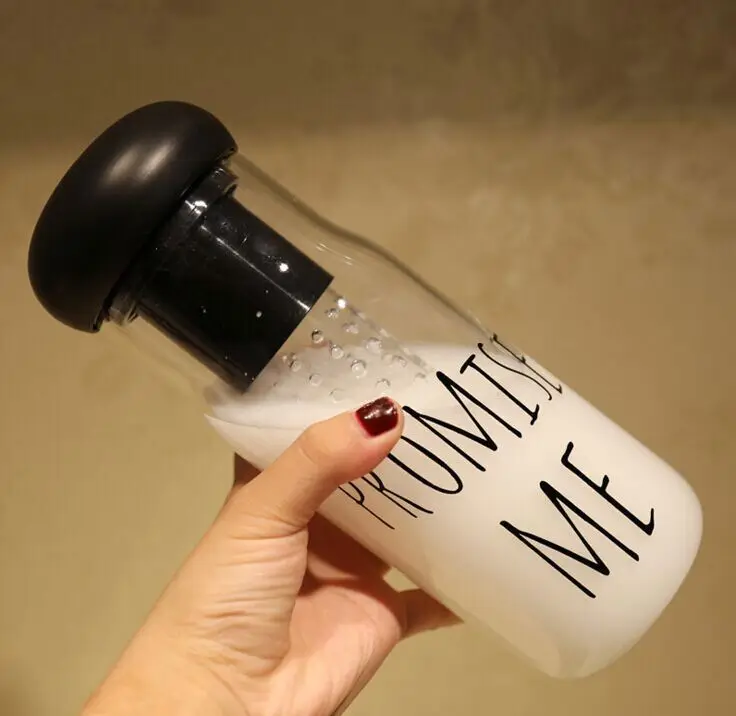 

YXJ002 Popular Customize Logo Promise Me Plastic Juice Water Bottle Glass Bottle