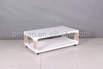
Modern Elegant Grainy Paper &High Gloss Two Layers Coffee Table 