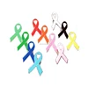 Wholesale Custom Colorful Cancer Awareness Ribbon Enamel Pins