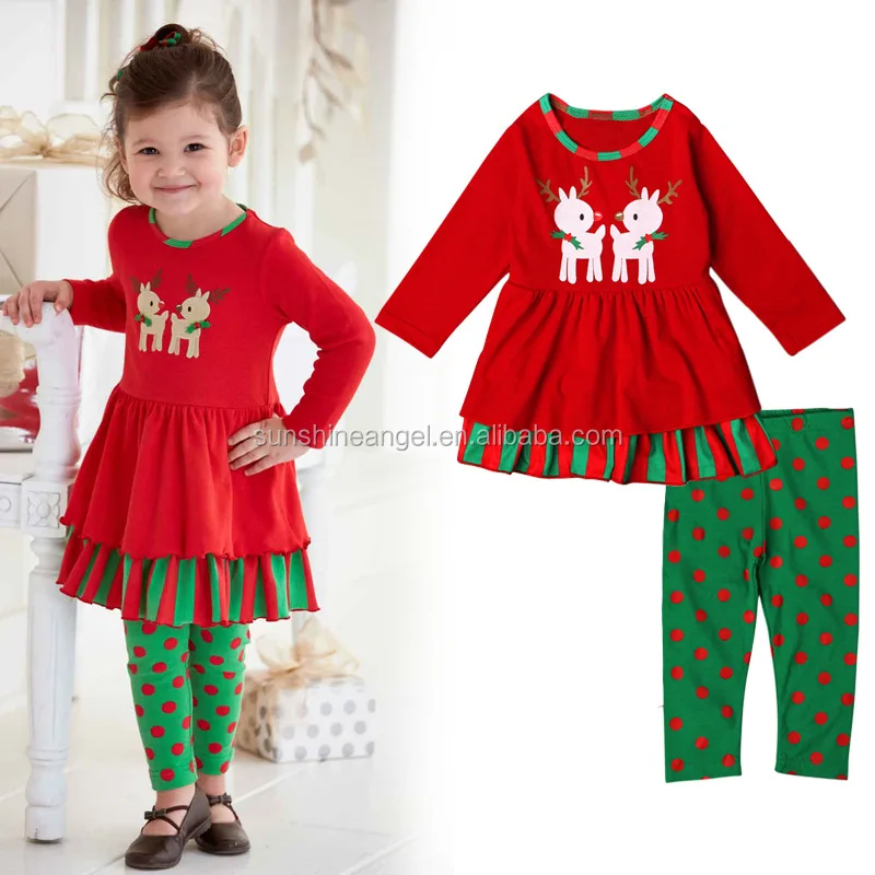 

Wholesale Cute Milu deer Cotton Boutique Newborn Baby Christmas Outfits, As the pic