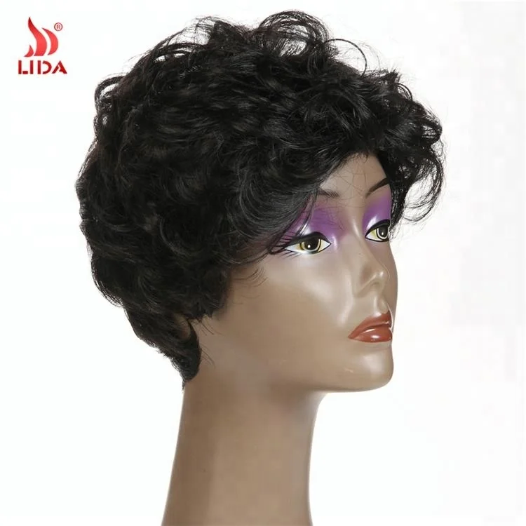 
Lida Japan kanekalon fiber natural wave synthetic wig,Short Curly 100% kanekalon fiber wig 