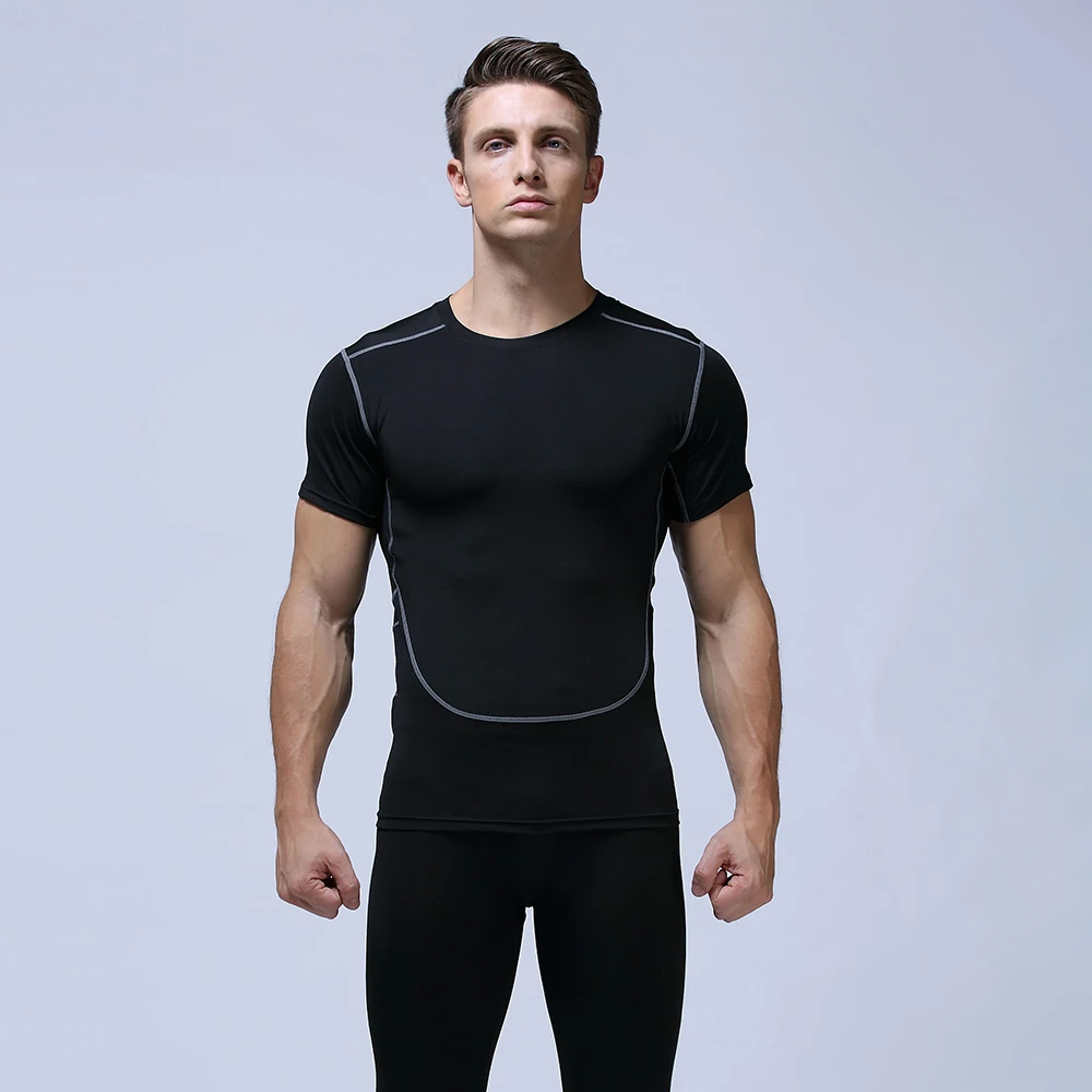 

High quality man blank dry fit sports gym crew neck workout t-shirt, Gray;white