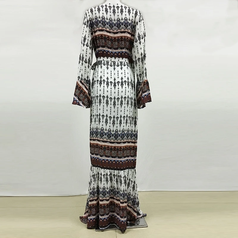 
D6504New Arrival Fashion Lady Long Sleeve Maxi Casual Dress 