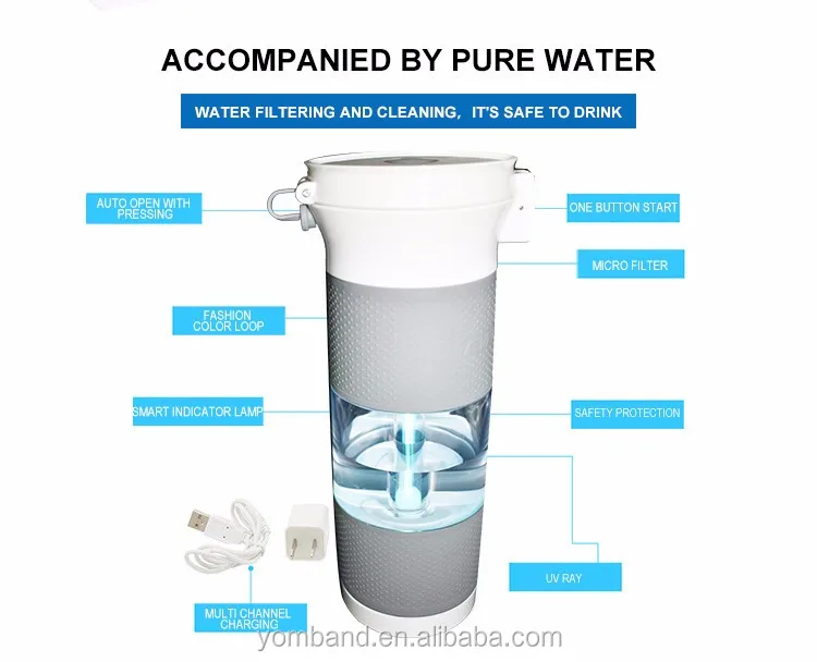 Newest Led Bottle Uv Sterilizer Sport Lamp Water Bottle With Filter