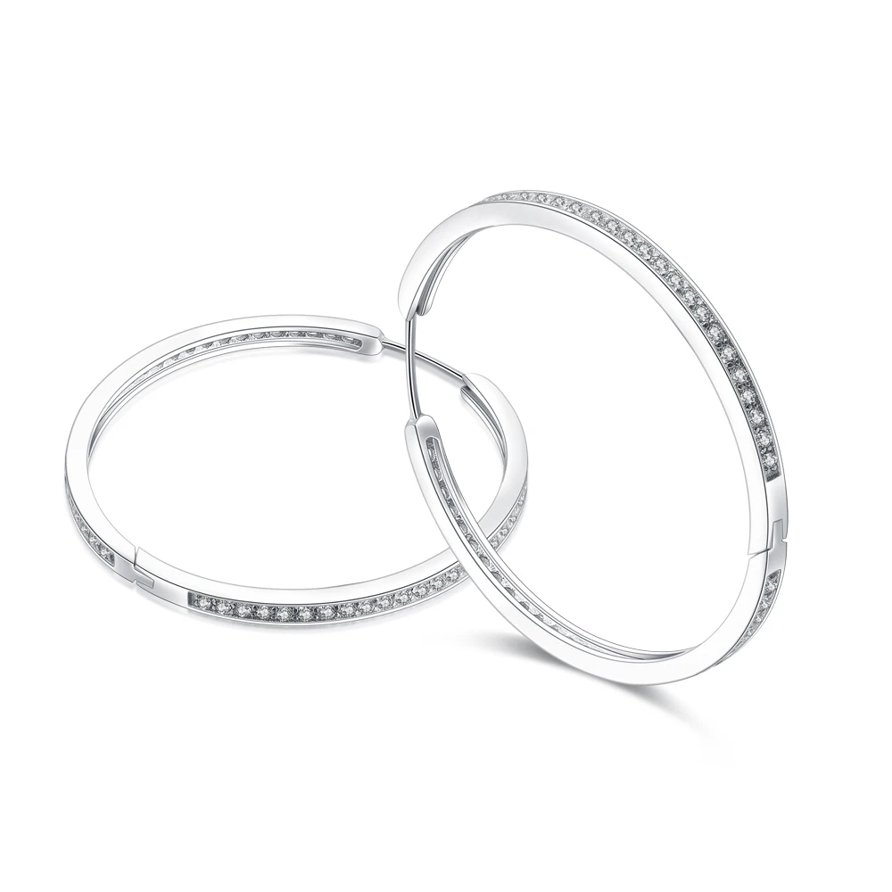 

925 silver artificial diamond big hoop earring