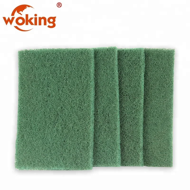Green Tableware Cleaning Scouring Pad, Non Scratch Cleaning Scourer Scrub Cloth in Sheet Shape