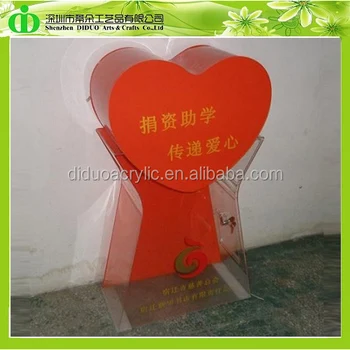 Ddd 0011 Big Heart Acrylic Donation Box Floorstanding Charity