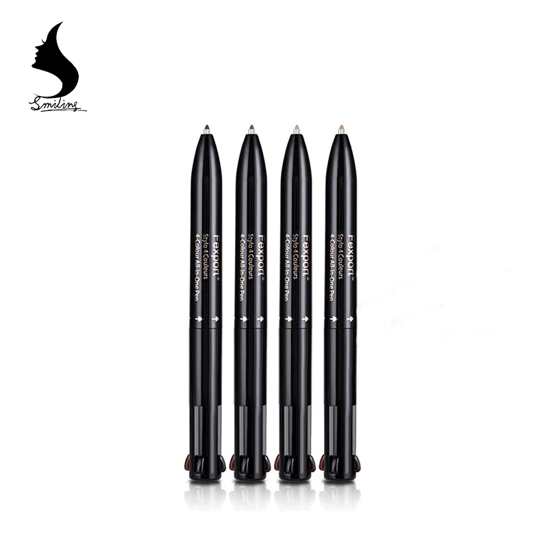 New Private Label High Quality Automatic Stylo 4 Conuleurs Waterproof 4in1 Eye Brow Push Lead Pencil