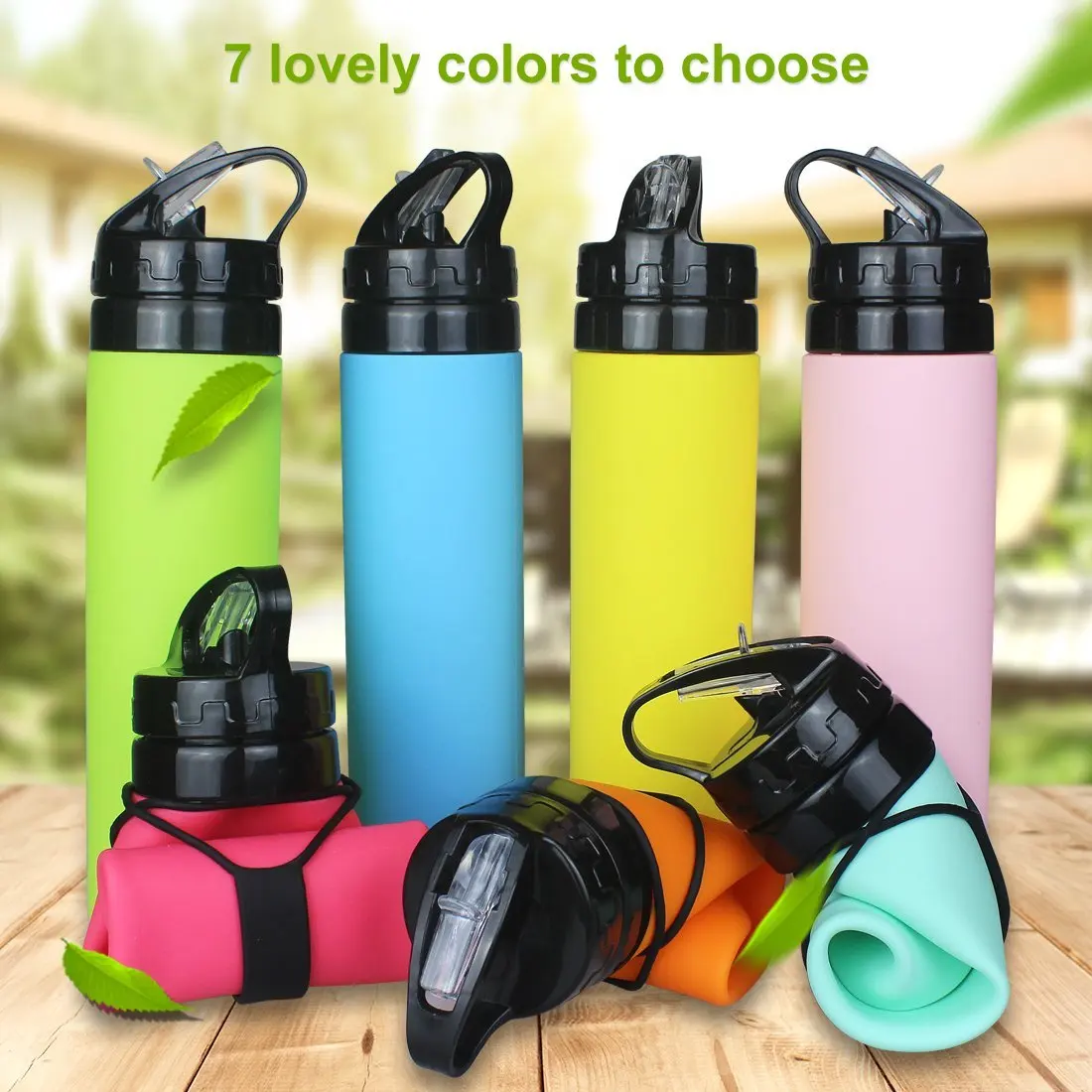 Wholesale 650ml Bpa Free Folding Silicone Sports Leakproof Water Bottle ...