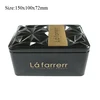 Exquisite metal type bright black rectangular cosmetic packaging tin box with special diamond lid