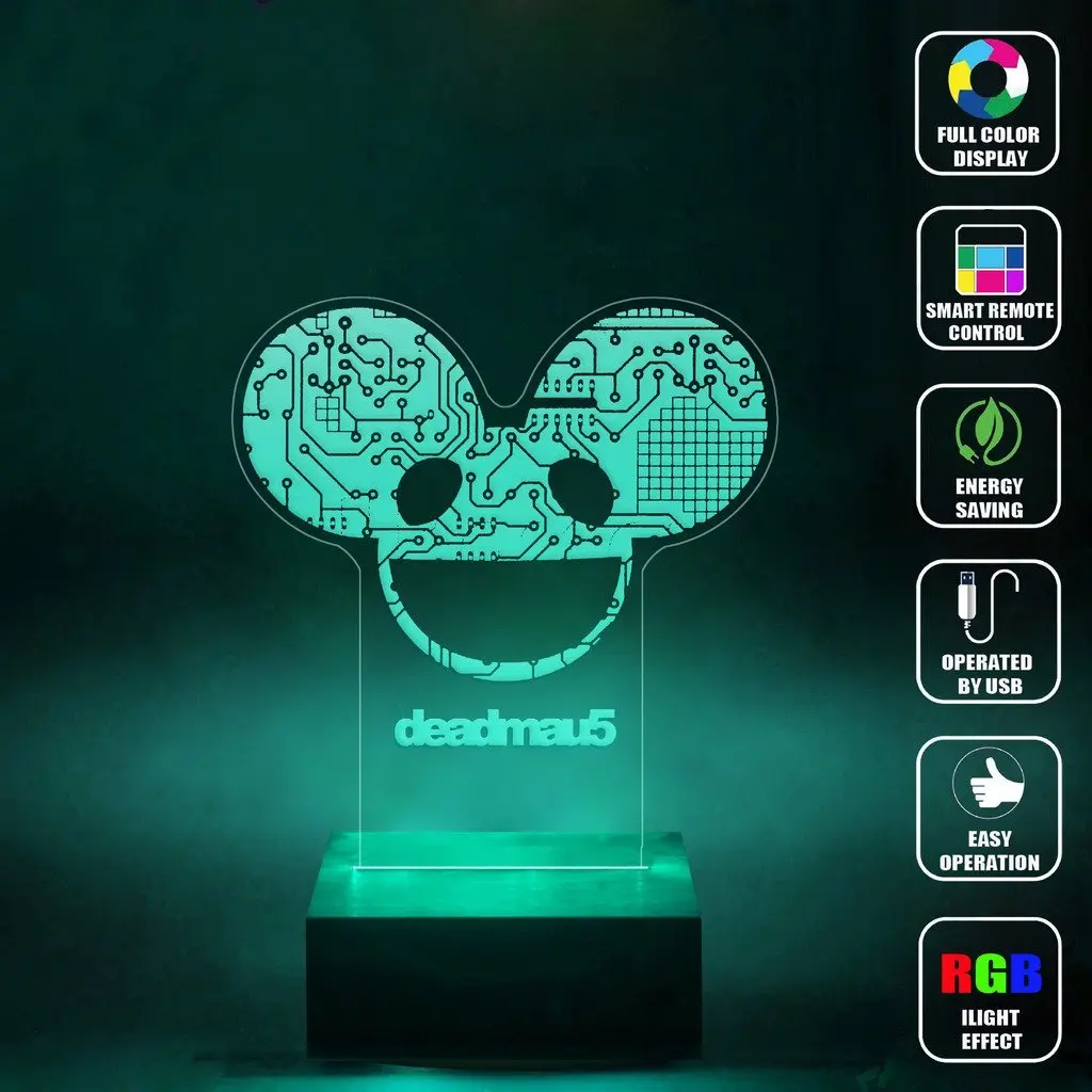 Buy Cmlart Handmade Deadmau5 Art Logo 3d Lamp Rgb Full Color 44 Key Remote Control Led Night Light Best Gift Desk Table Lighting Home Decoration Toys In Cheap Price On Alibaba Com