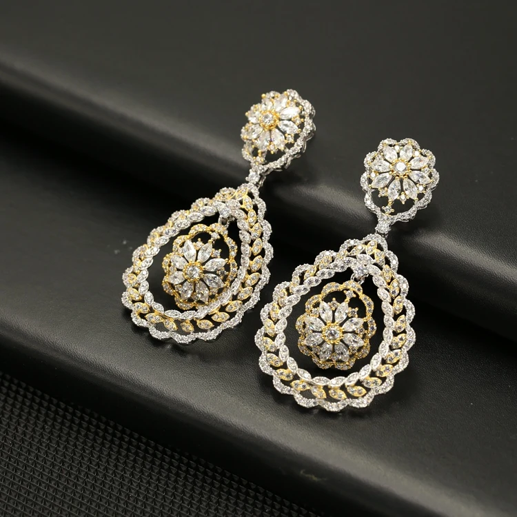 

Funny African Style Gold Cubic Zirconia Party Statement Earrings