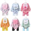 5 in 1 baby clothes set long sleeve newborn baby jumpsuits matching with long pants&shoes&bibs
