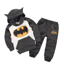 2016 New Children Outfits Tracksuit Batman Clothing Children Hoodies + Kids Pants 2 pcs kids Sport Suit Boys Clothing Set