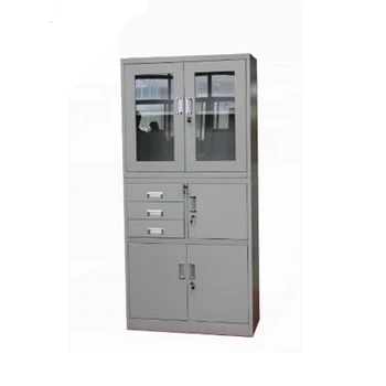 Knock Down Office Glass Front Locking Cabinet Glass Front Storage