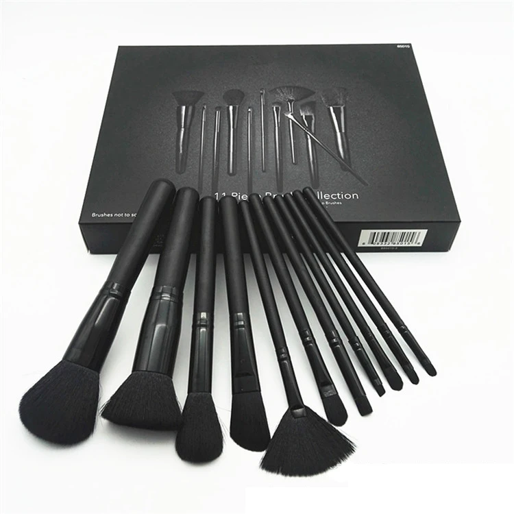 

11pcs Black Cosmetic Makeup Brush with Retailing Packaging Box