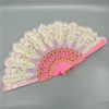 23cm new spanish plastic ladies dance hand fan delicate peacock lace gilding wedding fans