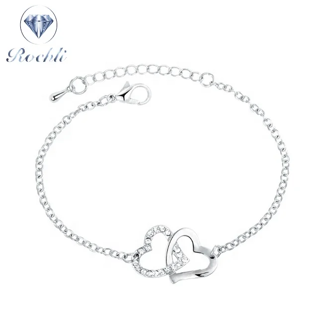 

Stripe Chain with Heart Clasp Bracelet 925 Sterling Silver jewellery From Rich Jewelry