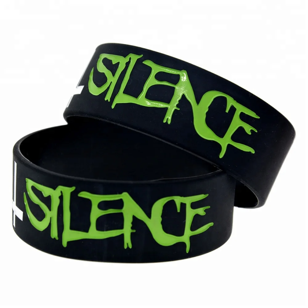 

25PCS 1 Inch Wide Suicide Silence Deathcore Style Band Silicone Wristband, Black