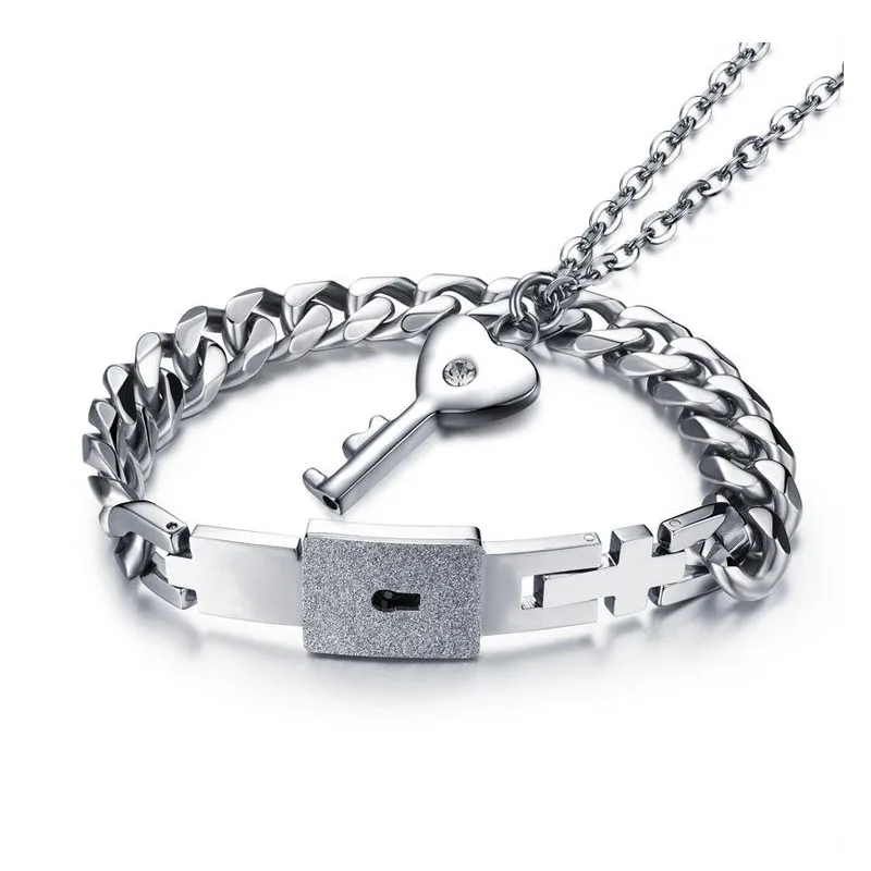 

Couple silver Lock bracelet key my heart bracelets