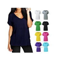 

Women summer sexy v neck casual short sleeve loose style custom print blank female t-shirt