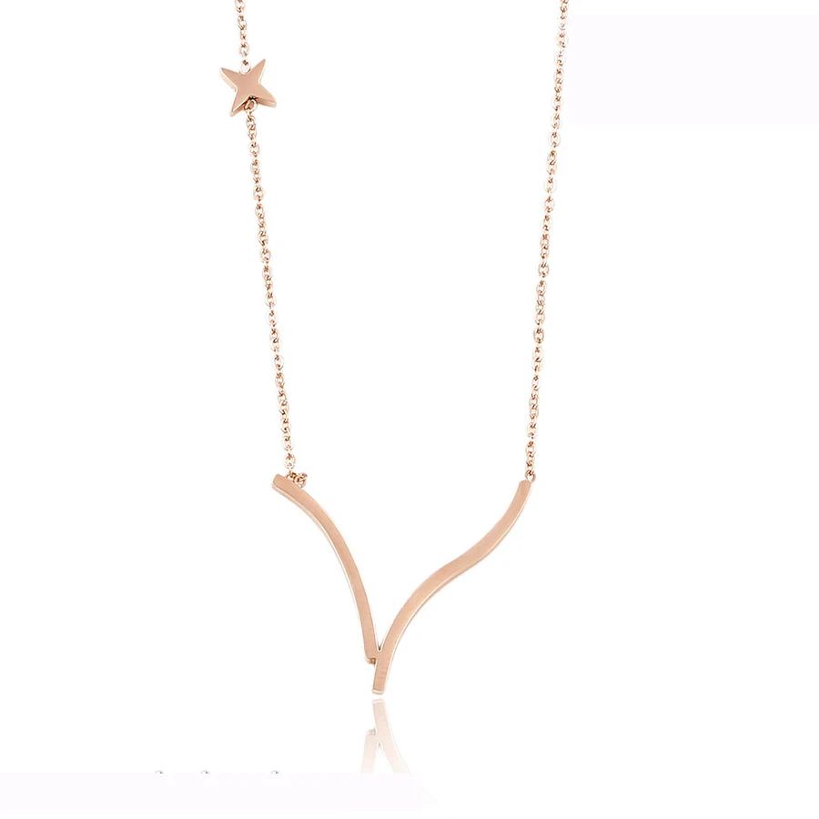 

necklace-00224 xuping rose gold simple necklace zircon charm pendant necklace