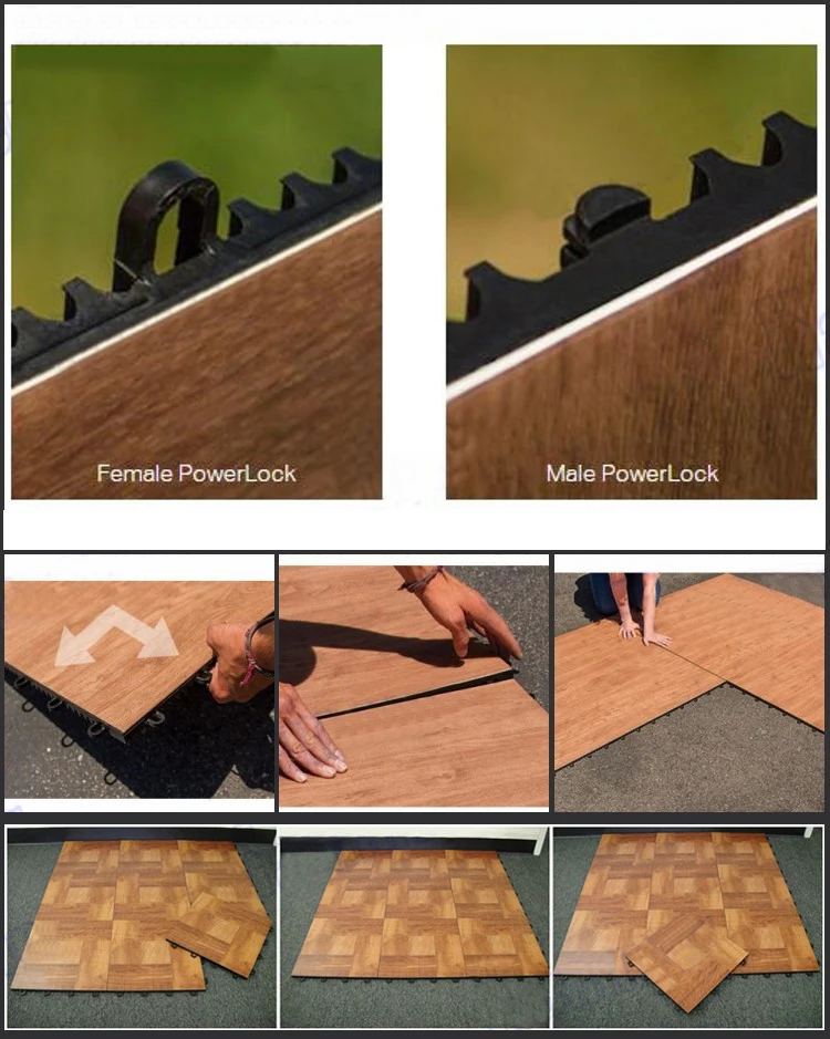 Imitate Wood Grain Plastic Pvc Decking Interlocking Floor Tile - Buy