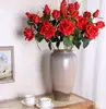 Real touch 3 heads artificial latex rose wedding deco flower