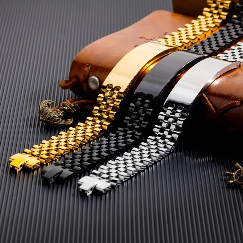 

Custom Design High Quality Multicolor Men Accessories Bracelet Luxury Strap Bracelet, Steel color, rose gold color,black