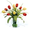 Real Touch Soft Latex 5 Heads Champagne Parrot White Flower PU Tulip Artificial Tulip Bulbs Flowers for Decoration