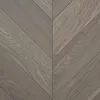 Wire brushed light gray natural color herringbone chevron fishbone parquet oak flooring